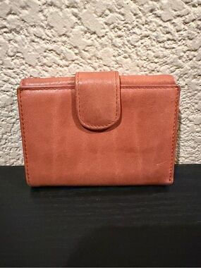 Nordstrom Chestnut Nappa Calf Leather Trifold Snap Tab Compact Wallet